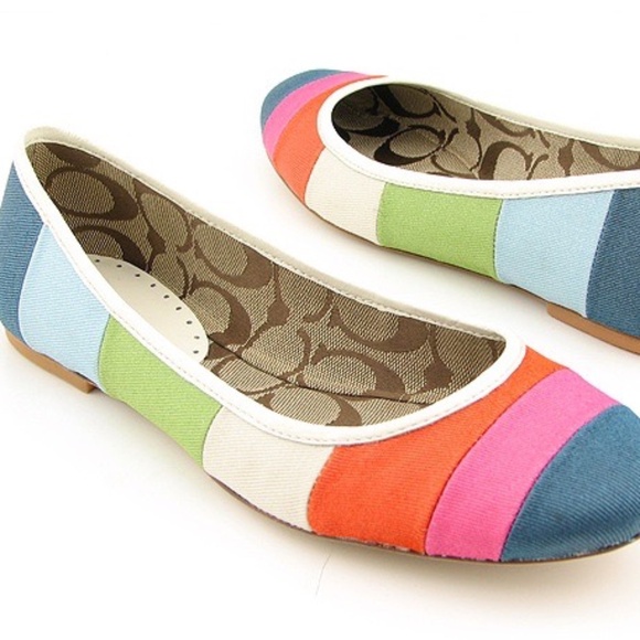 Coach Laila Canvas Striped Ballet Flats - Multicolor, 10 - Picture 1 of 8